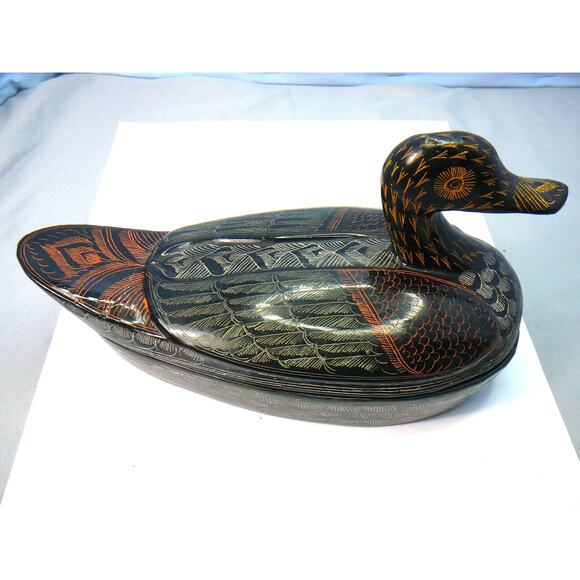 Vtg Burmese Duck, Lacquerware Trinket Box - Picture 1 of 10